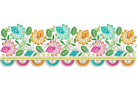 Floral Border: Elegant Seasonal Embroidery for Holiday Gifts