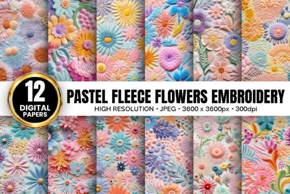Pastel Fleece Floral Embroidery Patterns