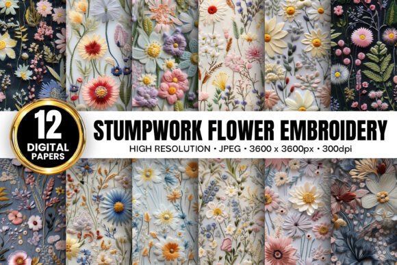 Stumpwork Floral Embroidery Patterns